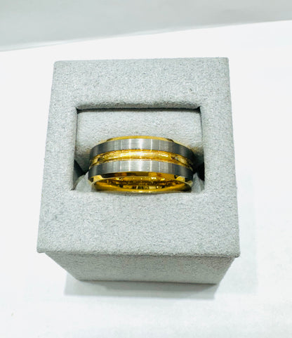 TWO TONE TUNGSTEN CARBIDE WEDDING BAND, WIDTH: 8mm, SIZE: 8