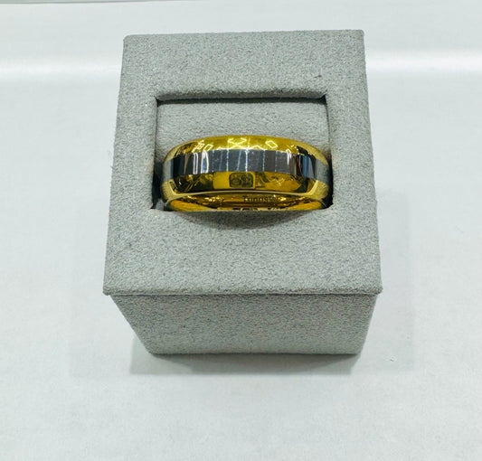TWO TONE TUNGSTEN CARBIDE WEDDING BAND 7.7mm, SIZE: 13