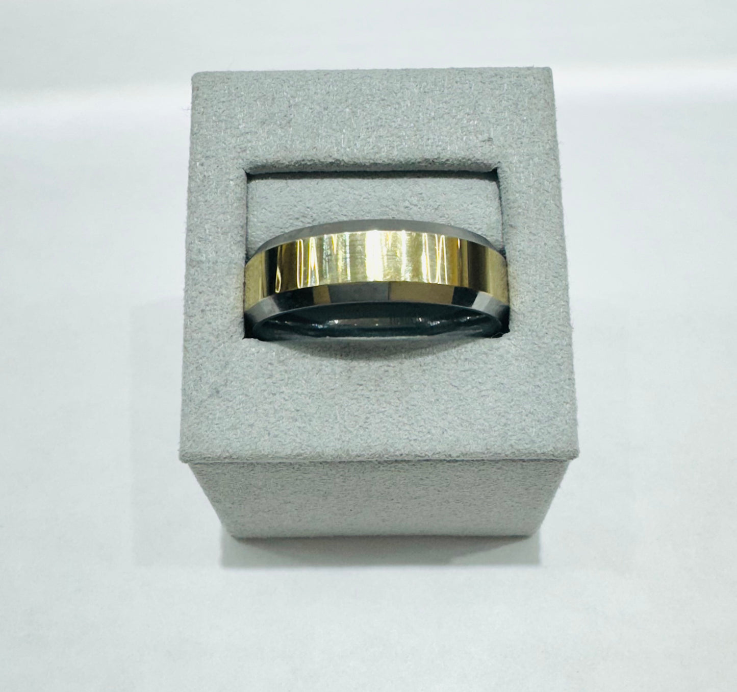 TWO TONE TUNGSTEN CARBIDE WEDDING BAND 8mm, SIZE: 15
