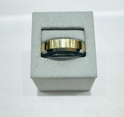 TWO TONE TUNGSTEN CARBIDE WEDDING BAND 8mm, SIZE: 15