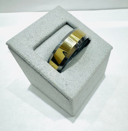 TWO TONE TUNGSTEN CARBIDE WEDDING BAND 8mm, SIZE: 15