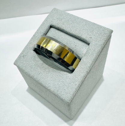 TWO TONE TUNGSTEN CARBIDE WEDDING BAND 8mm, SIZE: 15