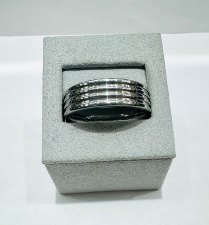 TUNGSTEN CARBIDE  WITH 4 GROOVE RIGID EDGE BAND 6.4mm, SIZE: 14