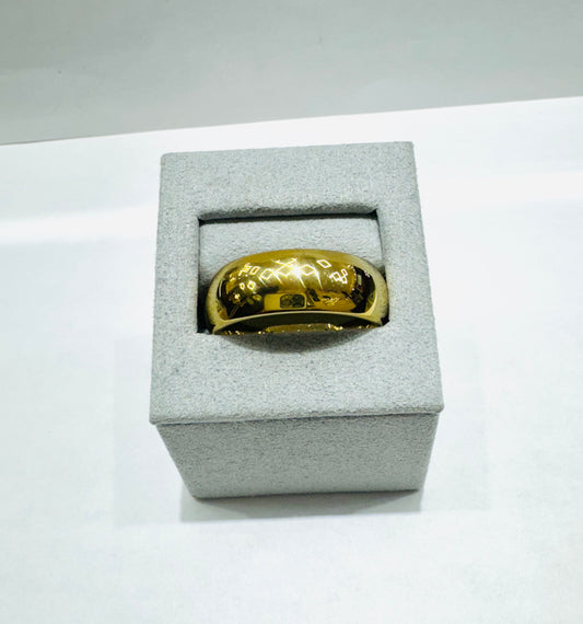 TUNGSTEN CARBIDE GOLD COLOR MENS WEDDING BAND 9mm, SIZE: 14