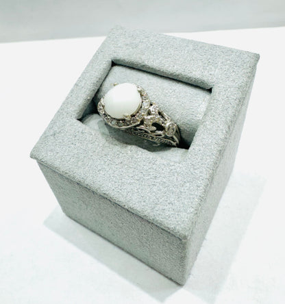 SILVER WOMEN RING WITH CZ STONES, SIZE: 5.5