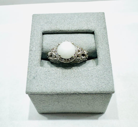 SILVER WOMEN RING WITH CZ STONES, SIZE: 5.5