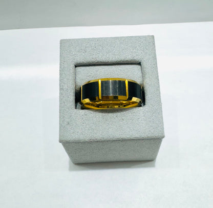 GOLD COLOR TUNGSTEN CARBIDE BLACK BRUSHED WEDDING BAND 8mm, SIZE: 11