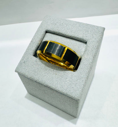 GOLD COLOR TUNGSTEN CARBIDE BLACK BRUSHED WEDDING BAND 8mm, SIZE: 11