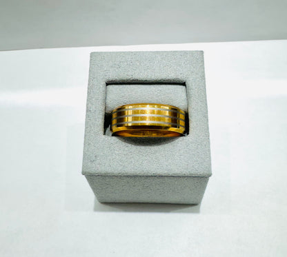 MENS TUNGSTEN CARBIDE WEDDING BAND WITH SILVER TONED STRIPES 7.7mm, SIZE: 11