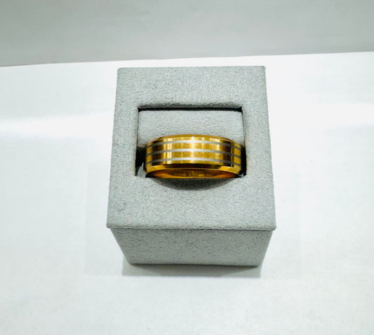 MENS TUNGSTEN CARBIDE WEDDING BAND WITH SILVER TONED STRIPES 7.7mm, SIZE: 11