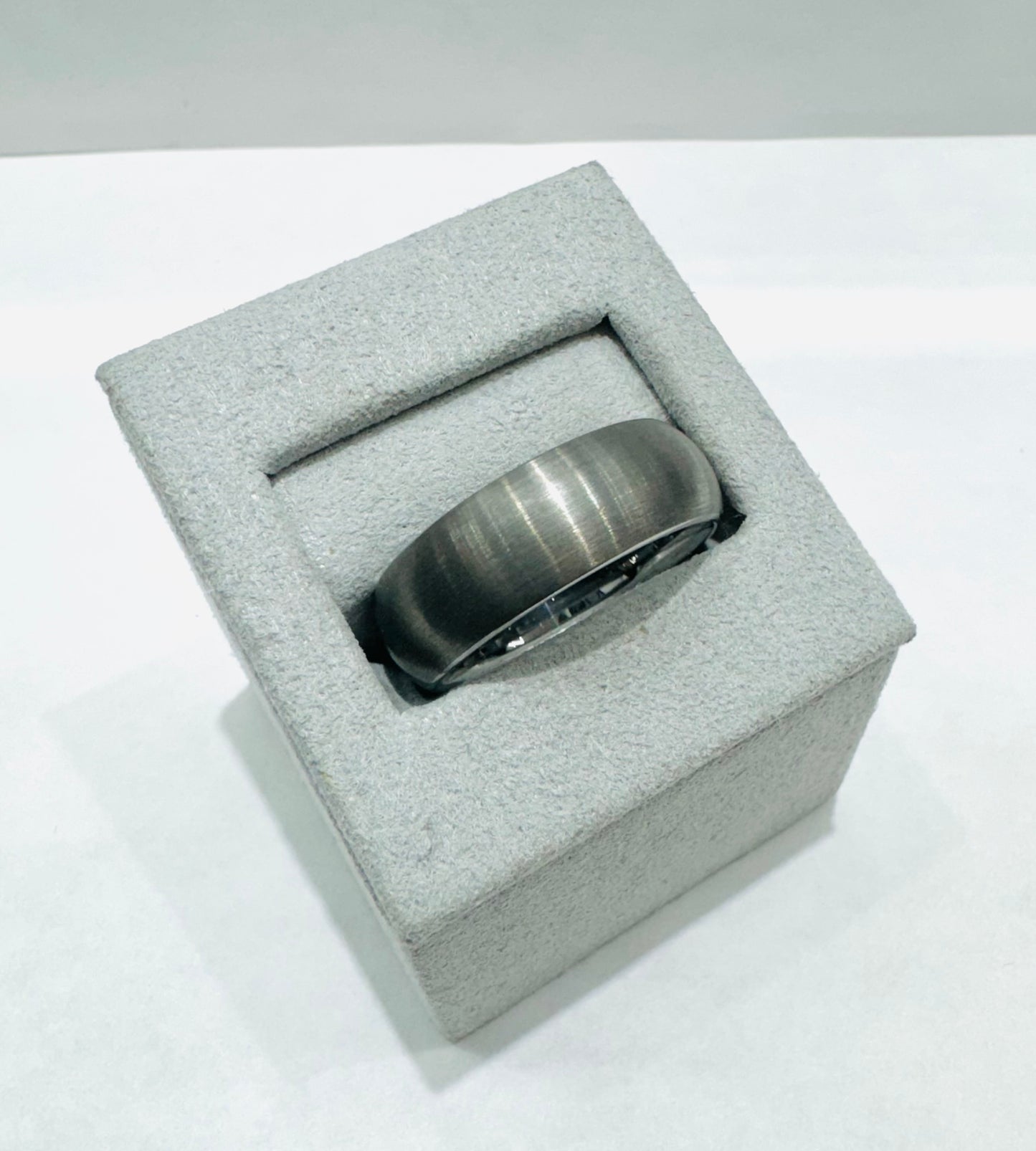 SILVER MATTE BRUSHED TUNGSTEN CARBIDE WEDDING BAND 8mm, SIZE: 11
