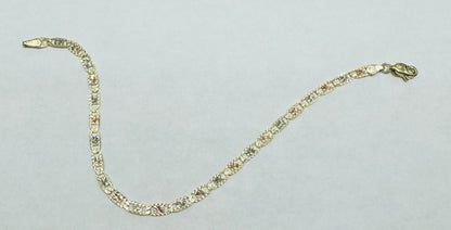 10K GOLD TRI-COLOR VALENTINO BRACELET, WEIGHT: 2.9gm, WIDTH: 3mm