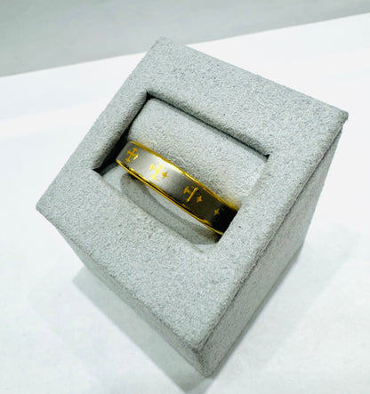 TUNGSTEN CARBIDE MENS WEDDING BAND WITH LASER ENGRAVED CROSS DESIGN BRUSHED SILVER FINISH 4.8mm, SIZE: 9