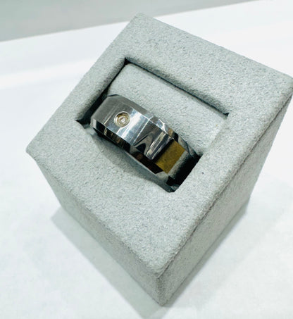 TUNGSTEN MENS WEDDING BAND WITH ONE CZ STONE, WIDTH: 8mm, SIZE: 11