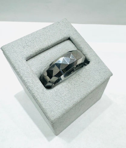 TUNGSTEN CARBIDE WEDDING BAND WITH FACETED POLISH DESIGN 7.3mm, SIZE: 11