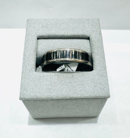 TWO-TONE TITANIUM MENS WEDDING BAND 6mm, SIZE: 13