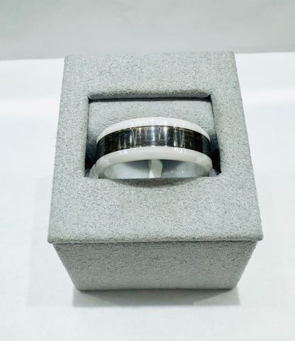 TUNGSTEN CARBIDE WEDDING BAND WITH WOOD INLAY 8mm, SIZE: 10