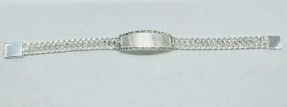SILVER ITALIAN DOUBLE CUBAN LINK BRACELET WITH ID 10”, WEIGHT: 31.3gm, WIDTH: 10.8mm