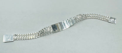 SILVER ITALIAN DOUBLE CUBAN LINK BRACELET WITH ID 10”, WEIGHT: 31.3gm, WIDTH: 10.8mm