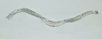 SILVER ITALIAN DOUBLE CUBAN LINK BRACELET WITH ID 9”, WEIGHT: 13.4gm, WIDTH: 6.3mm