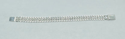 SILVER ITALIAN DOUBLE CUBAN LINK BRACELET WITH ID 6”, WIDTH: 8.2mm, WEIGHT: 11.8gm