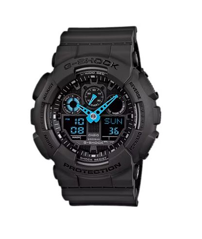 Casio Men's G-Shock Analog-Digital Watch GA-100C-8A, Grey/Neon Blue