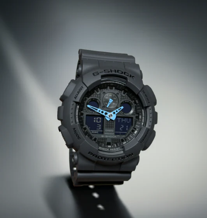 Casio Men's G-Shock Analog-Digital Watch GA-100C-8A, Grey/Neon Blue
