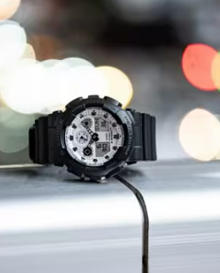 G-Shock Casio GA-100 Series Analog-Digital High Contrast Black and Brilliant White Watch - GA100WD-1A