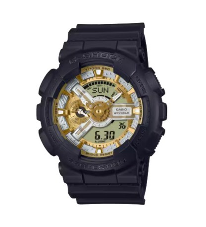 G-SHOCK ANALOG-DIGITAL 110 SERIES GA110CD-1A9 with Dual Color Gold & Silver Dial - One of the Largest Case G-SHOCK Watches