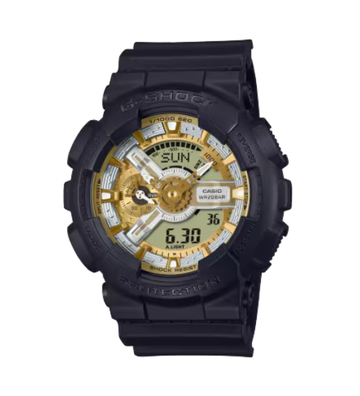 G-SHOCK ANALOG-DIGITAL 110 SERIES GA110CD-1A9 with Dual Color Gold & Silver Dial - One of the Largest Case G-SHOCK Watches