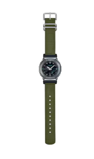 Casio G-Shock GM2100CB-3A Metal Bezel Black - Dial Green Nylon Watch