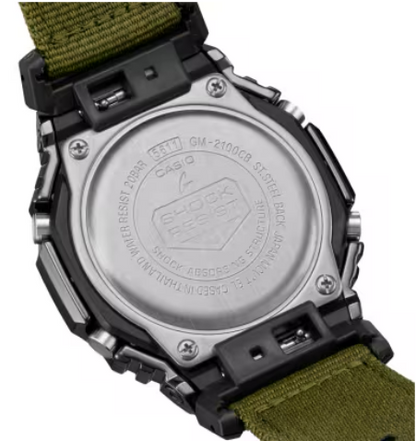 Casio G-Shock GM2100CB-3A Metal Bezel Black - Dial Green Nylon Watch