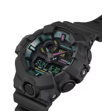 G-Shock Casio GA-700 Series Analog-Digital Multi-Color Black Resin Watch 57.5mm - GA700MF-1A