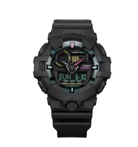 G-Shock Casio GA-700 Series Analog-Digital Multi-Color Black Resin Watch 57.5mm - GA700MF-1A