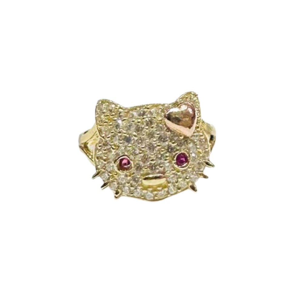10K GOLD KITTY RING- WEIGHT: 4.7gm