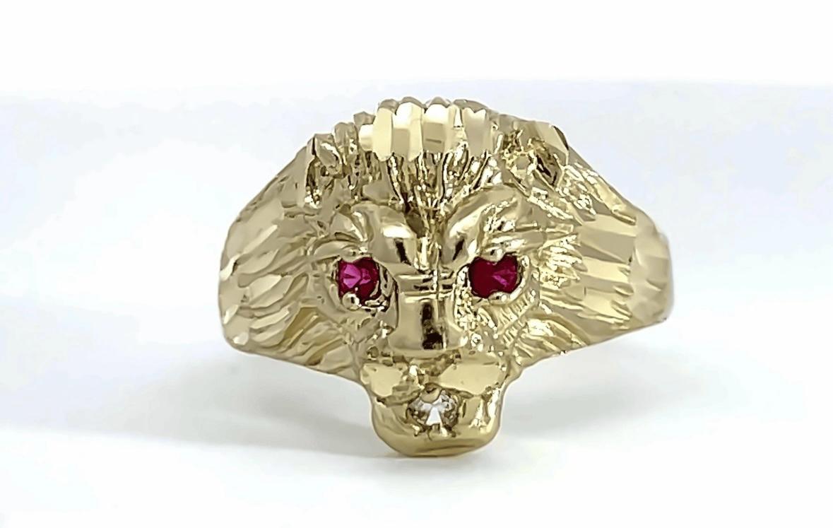 10k GOLD LION HEAD RING