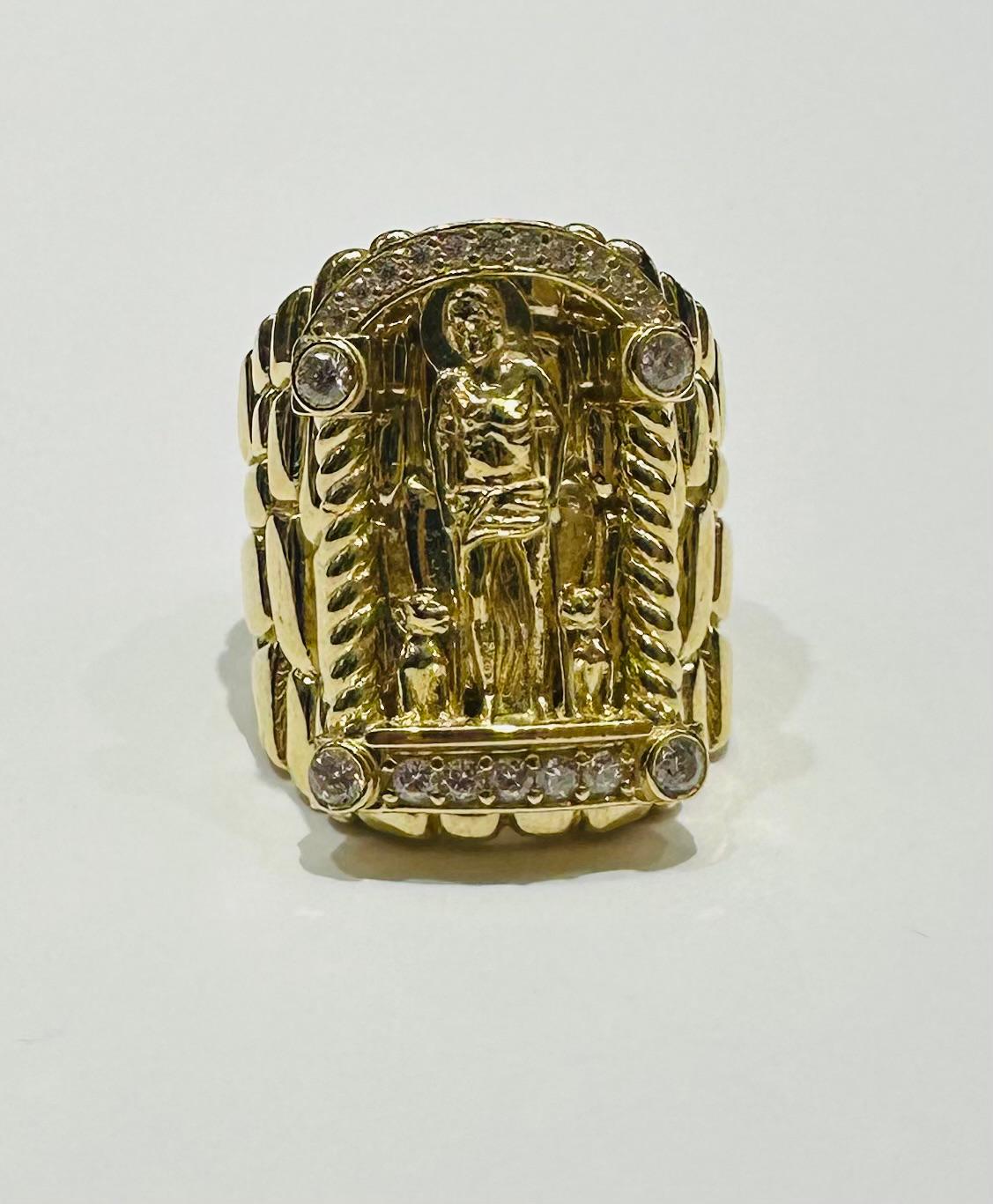 10K SOLID SAN LAZARO RING- WEIGHT: 18.4gm