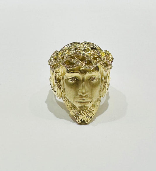 10K GOLD JESUS RING- Weight: 19.7gm