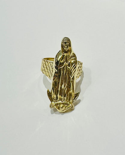 10K GOLD VIRGIN DE GUADELUPE RING-Weight: 8.3gm