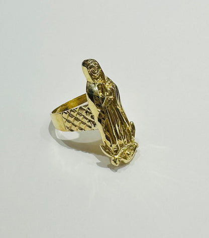 10K GOLD VIRGIN DE GUADELUPE RING-Weight: 8.3gm