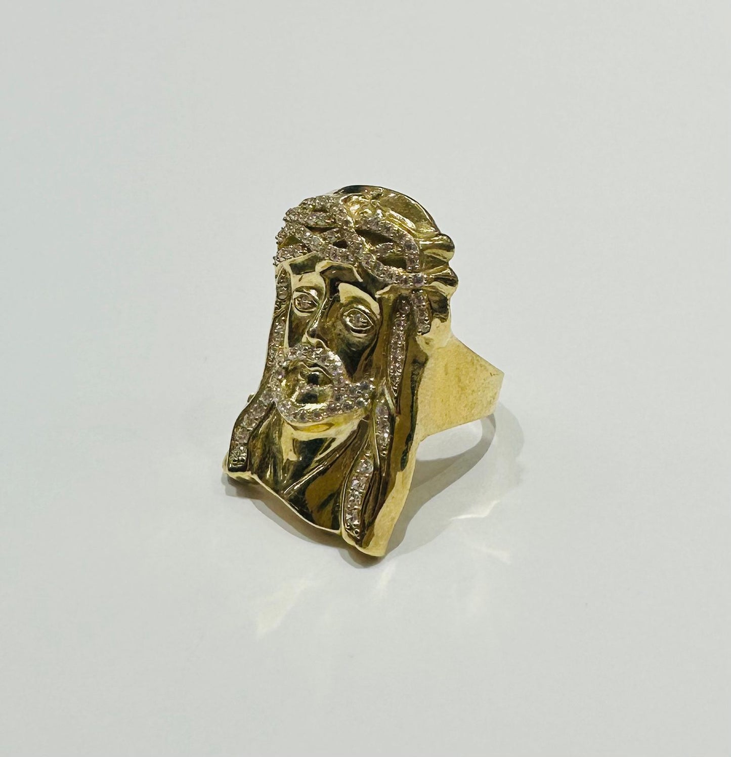 10K GOLD MEDIUM JESUS RING- Weight: 12.3gm