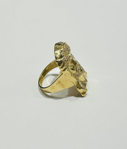 10K GOLD MEDIUM JESUS RING- Weight: 12.3gm