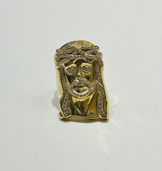 10K GOLD MEDIUM JESUS RING- Weight: 12.3gm