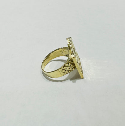 10K GOLD TRAP HOUSE RING- WEIGHT: 10.4gm