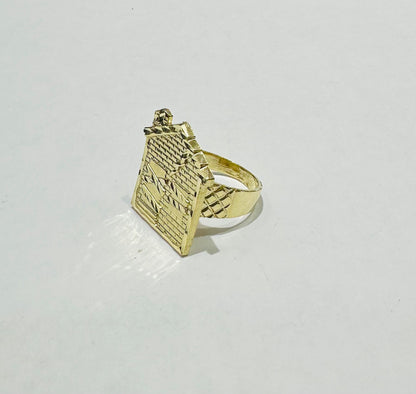10K GOLD TRAP HOUSE RING-WEIGHT: 7.1gm
