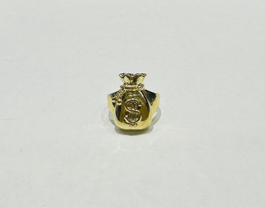 10K GOLD MONEY BAG RING - WEIGHT: 6.5gm