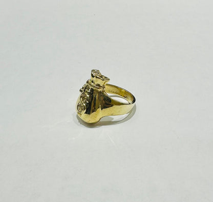 10K GOLD MONEY BAG RING - WEIGHT: 6.5gm