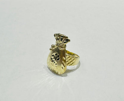 10K GOLD MONEY BAG RING- WEIGHT: 6.4gm