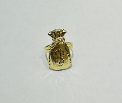 10K GOLD MONEY BAG RING, WEIGHT: 3.1gm