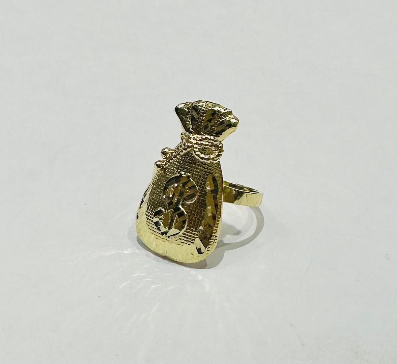 10K GOLD MONEY BAG RING, WEIGHT: 3.1gm